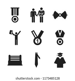 ceremony icon. 9 ceremony vector icons set. black tie, bow tie and medal with number icons for web and design about ceremony theme