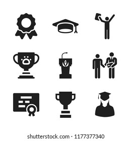 ceremony icon. 9 ceremony vector icons set. award, stage and mortarboard icons for web and design about ceremony theme