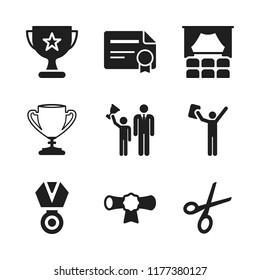 ceremony icon. 9 ceremony vector icons set. diploma, graduation and open scissors icons for web and design about ceremony theme