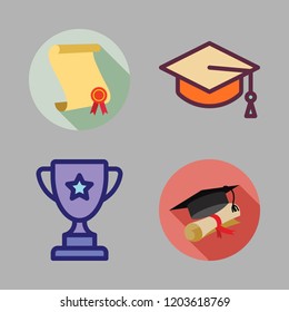 ceremony icon set. vector set about graduation, trophy, mortarboard and diploma icons set.