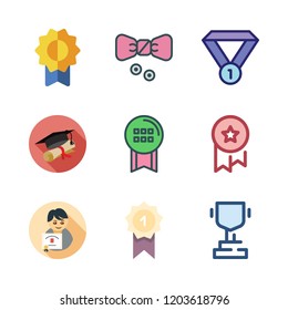 ceremony icon set. vector set about trophy, medal, graduation and award icons set.
