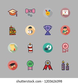 ceremony icon set. vector set about bow tie, diploma, mortarboard and graduation icons set.