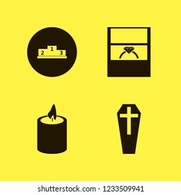 ceremony icon. ceremony vector icons set coffin, candle, wedding ring and winners podium