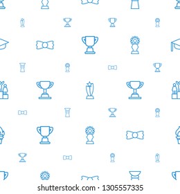 ceremony icons pattern seamless white background. Included editable outline trophy, bow tie, ranking, torch, graduation hat icons. ceremony icons for web and mobile.
