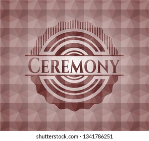 Ceremony red emblem with geometric pattern. Seamless.