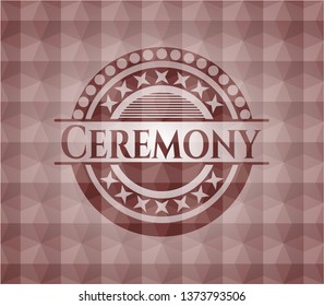 Ceremony red emblem with geometric pattern. Seamless.