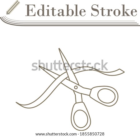 Ceremony Ribbon Cut Icon. Editable Stroke Simple Design. Vector Illustration.