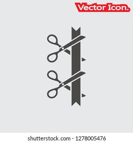 Ceremony ribbon cut icon isolated sign symbol and flat style for app, web and digital design. Vector illustration.