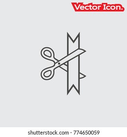 Ceremony ribbon cut icon isolated sign symbol and flat style for app, web and digital design. Vector illustration.