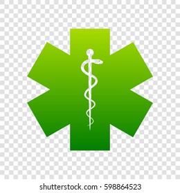 Ceremony ribbon cut sign. Vector. Green gradient icon on transparent background.