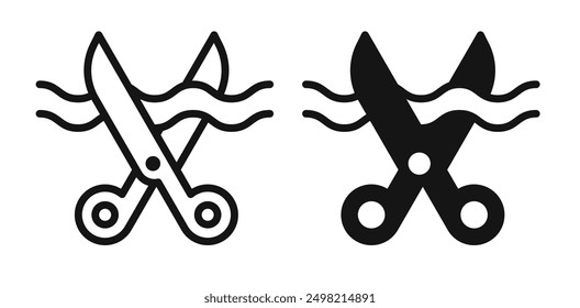 Ceremony Scissors cutting ribbon iconicon vector collection in outlined and solid style