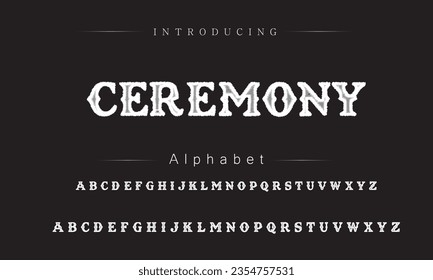 Ceremony Vintage Brush Script Modern Font. Retro Typeface. Vector Illustration.