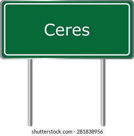 Ceres , California, road sign green vector illustration, road table, USA city