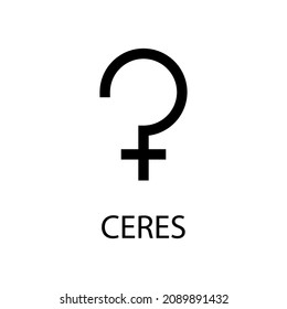 Ceres icon. Planet symbol. Vector black sign on white. Astrological calendar. Jyotisha. Hinduism, Indian or Vedic astrology horoscope