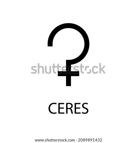 Ceres icon. Planet symbol. Vector black sign on white. Astrological calendar. Jyotisha. Hinduism, Indian or Vedic astrology horoscope