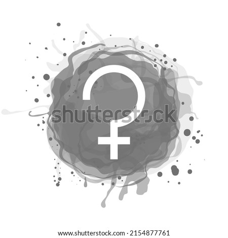 Ceres planet symbol. Vector white sign on watercolor blot. Astrological calendar. Zodiacal horoscope. Outline illustration. Jyotisha. Hinduism, Indian or Vedic astrology