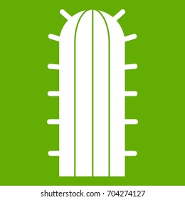 Cereus Candicans cactus icon white isolated on green background. Vector illustration