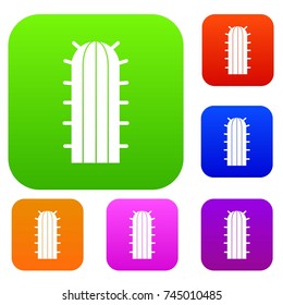 Cereus Candicans cactus set icon color in flat style isolated on white. Collection sings vector illustration