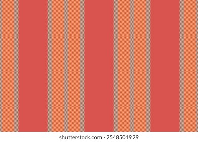 Vector textil sin costuras Cerfect, forma líneas de textura de rayas. Tela de fondo de patrón de Vertical Cepeat en paleta de colores rojo y naranja.