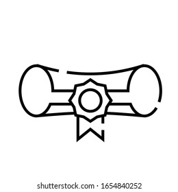 Cerfitication scroll line icon, concept sign, outline vector illustration, linear symbol.