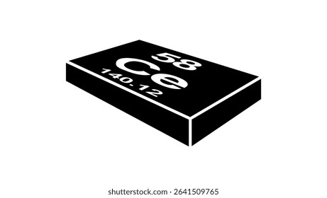 Cerium chemical symbol, black isolated silhouette