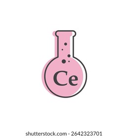 Cerium Element in Chemistry Flask Illustration