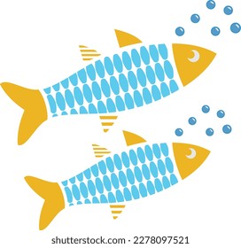 cero or kingfish concept, Pair of tamban and bangus vector design, Sea Food symbol, Underwater Animals aquatic Common species illustration