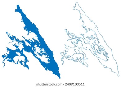 Cerro de Oro Lake (Vereinigte Mexikanische Staaten, Mexiko) Karte, Vektorgrafik, Skizze Reservoir Gold Hill dam, Miguel de la Madrid Hurtado Karte