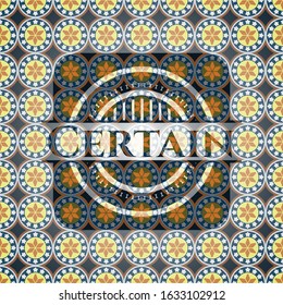 Certain arabic badge. Arabesque decoration.