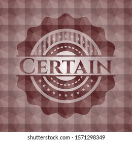 Certain red emblem with geometric background. Seamless.