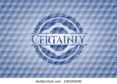 Certainly blue hexagon emblem.