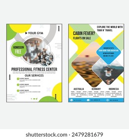Certainly! The image features two flyers: one promoting a gym with service details, and another advertising discounted flights to various destinations