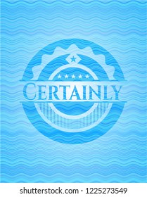 Certainly sky blue water wave emblem background.