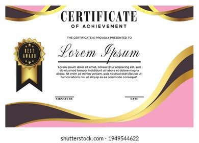 certificado con marco de oro de onda moderna abstracta