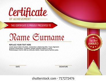 Certificate of Achievement - 1 Red Template