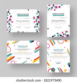 Certificate Of Achievement and Appreciation Template Set with Geometric Elements.
