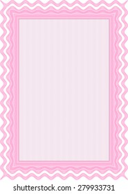Certificate of achievement. Artistry design. Border, frame.With complex background. 
