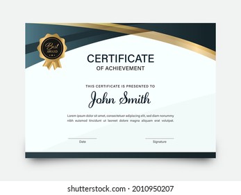 Certificate Of Achievement Award Template Design.