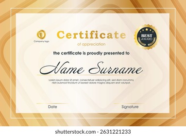 Certificate Of Achievement Award Template Design.