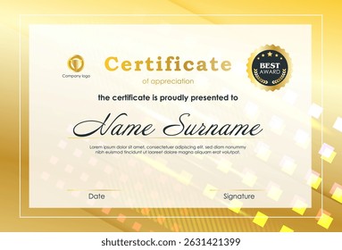 Certificate Of Achievement Award Template Design.