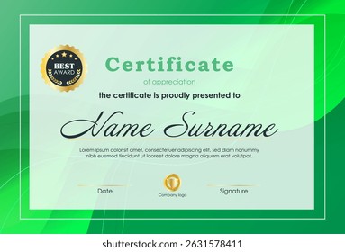 Certificate Of Achievement Award Template Design.