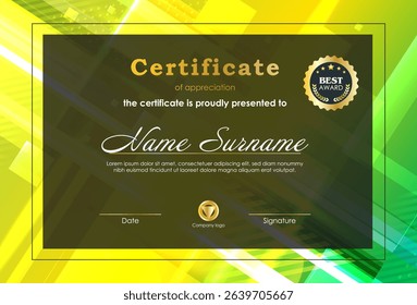 Certificate Of Achievement Award Template Design.