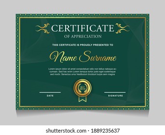 Certificate of achievement border design templates with elements of luxury gold badges and modern line patterns. vector graphic print layout can use For award, appreciation, education