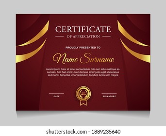 Certificate of achievement border design templates with elements of luxury gold badges and modern line patterns. vector graphic print layout can use For award, appreciation, education