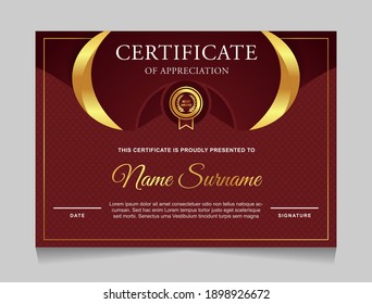 Certificate of achievement border design templates with elements of  luxury gold badges and modern line patterns. vector graphic print layout can use For award, appreciation, education