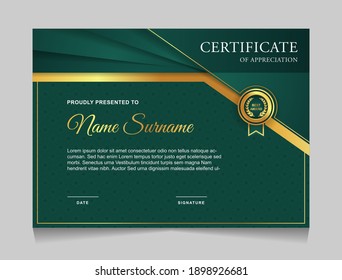 Certificate of achievement border design templates with elements of  luxury gold badges and modern line patterns. vector graphic print layout can use For award, appreciation, education