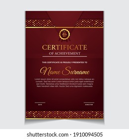 Certificate of achievement border design templates with elements of luxury gold badges and modern line patterns. vector graphic print layout can use For award, appreciation, education