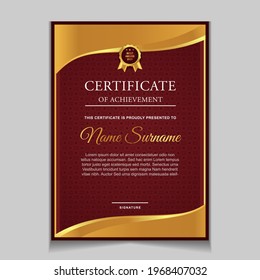 Certificate of achievement border design templates with elements of  luxury gold badges and modern line patterns. vector graphic print layout can use For award, appreciation, education