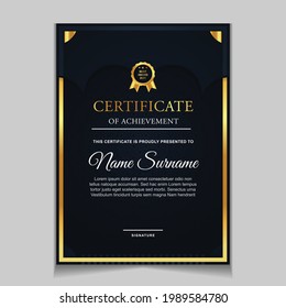 Certificate of achievement border design templates with elements of luxury gold badges and modern line patterns. vector graphic print layout can use For award, appreciation, education
