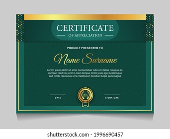 Certificate of achievement border design templates with elements of  luxury gold badges and modern line patterns. vector graphic print layout can use For award, appreciation, education